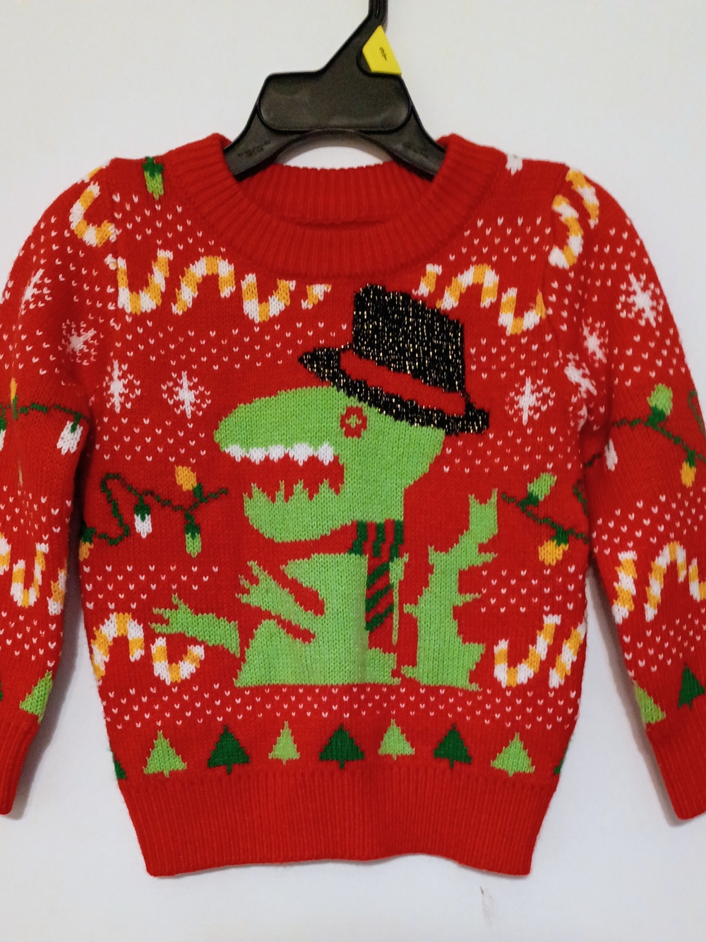 Kids Red Dino Holiday Sweater